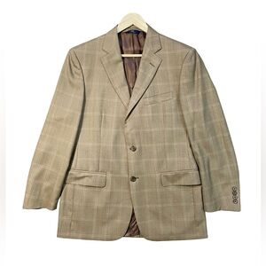 346 Brooks Brothers Single Breasted Windowpane Classic Wool Blazer Sport Coat